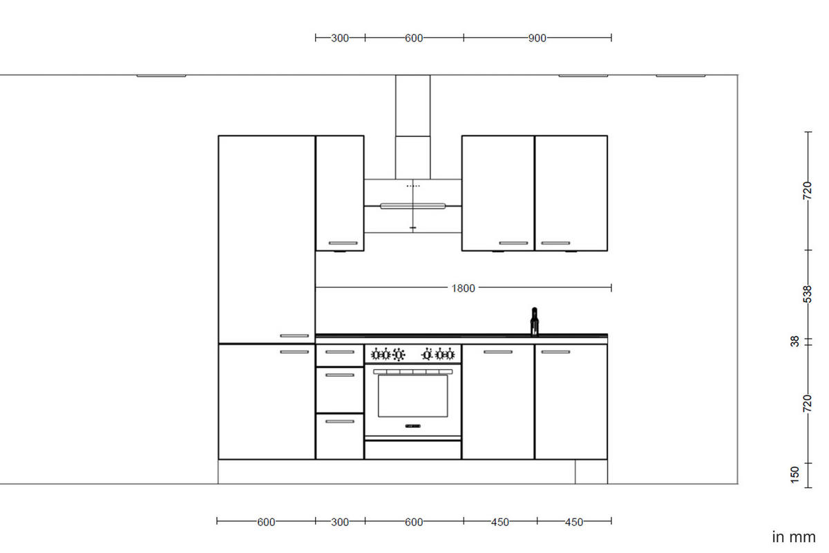 KÜCHENLEERBLOCK 240 cm   in Eichefarben, Schieferfarben  - Schieferfarben/Eichefarben, MODERN, Holzwerkstoff/Metall (240cm) - Nobilia