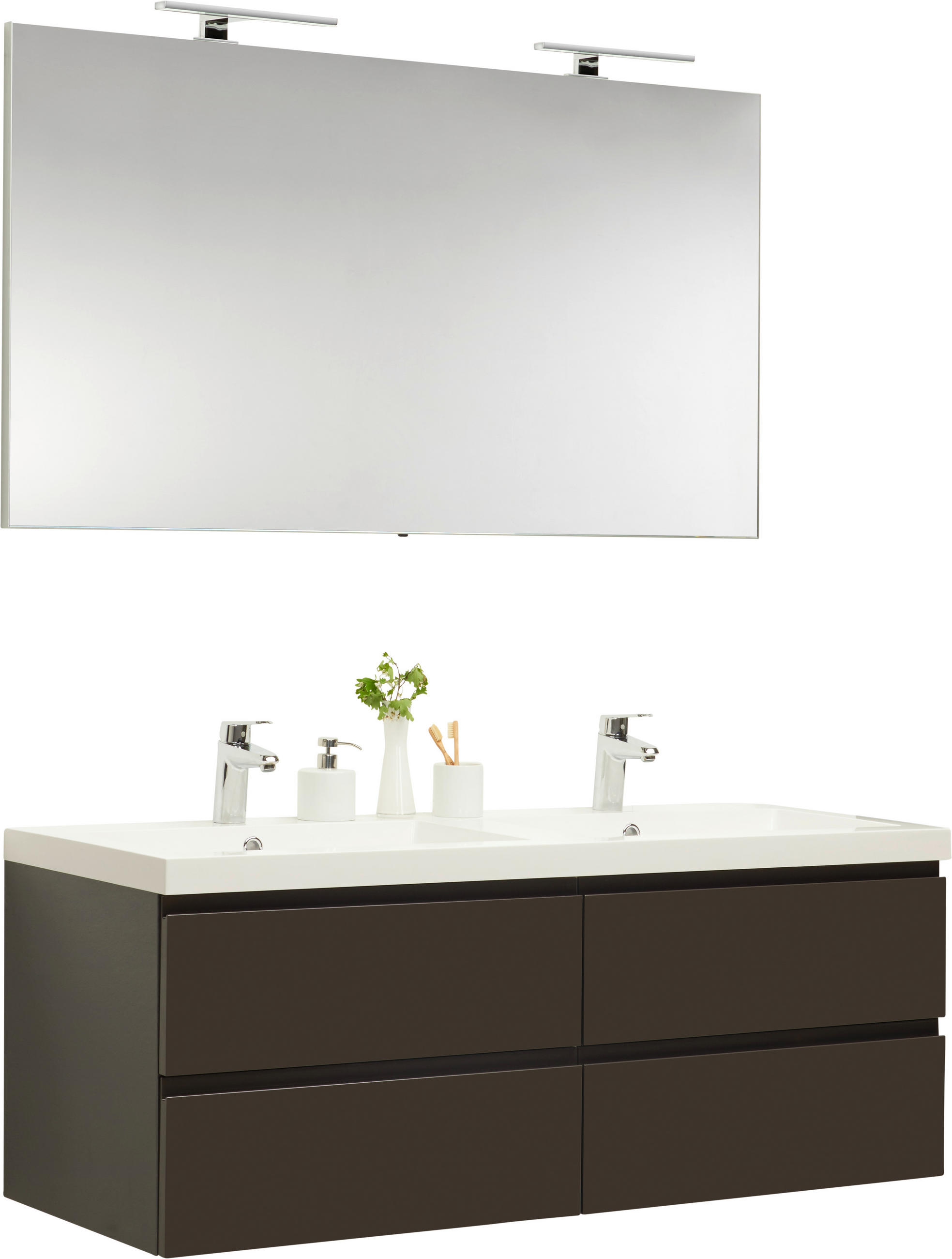 BADEZIMMER  in 140 cm  - Anthrazit/Weiß, Design, Holzwerkstoff/Stein (140cm) - Novel