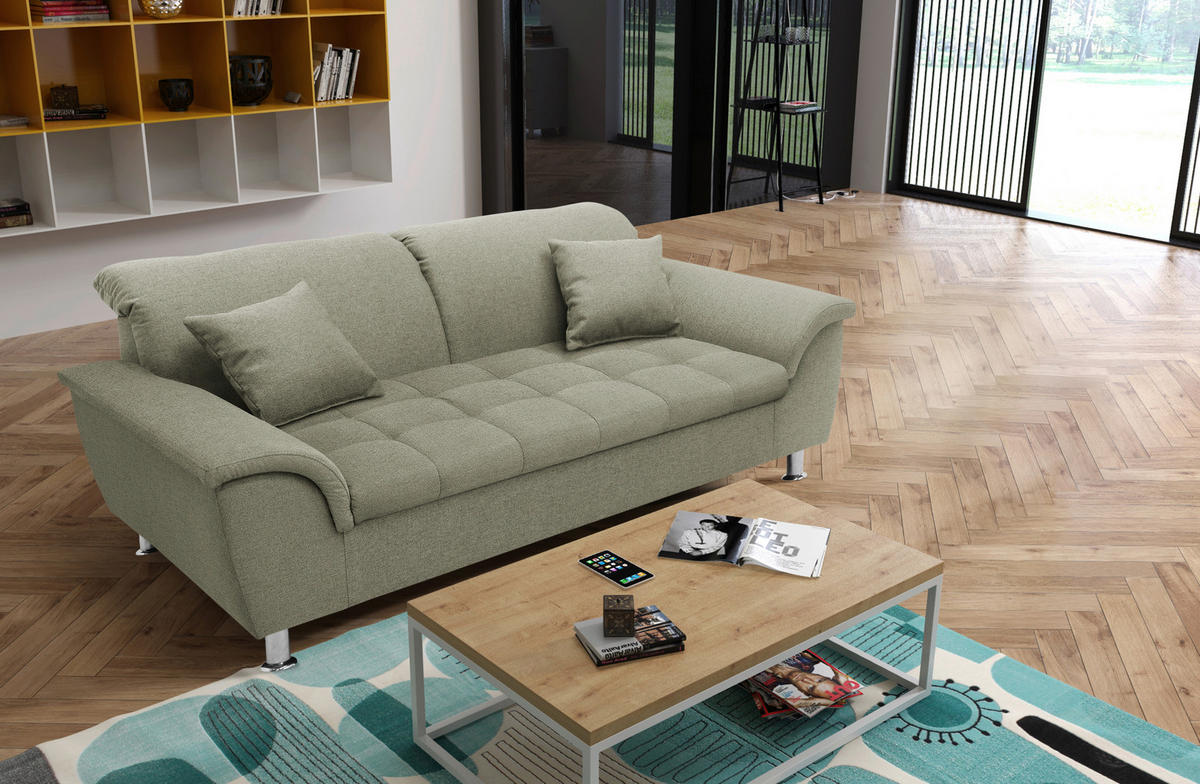 2-SITZER-SOFA Webstoff Graubraun  - Chromfarben/Graubraun, KONVENTIONELL, Textil/Metall (210/81/97cm) - MID.YOU