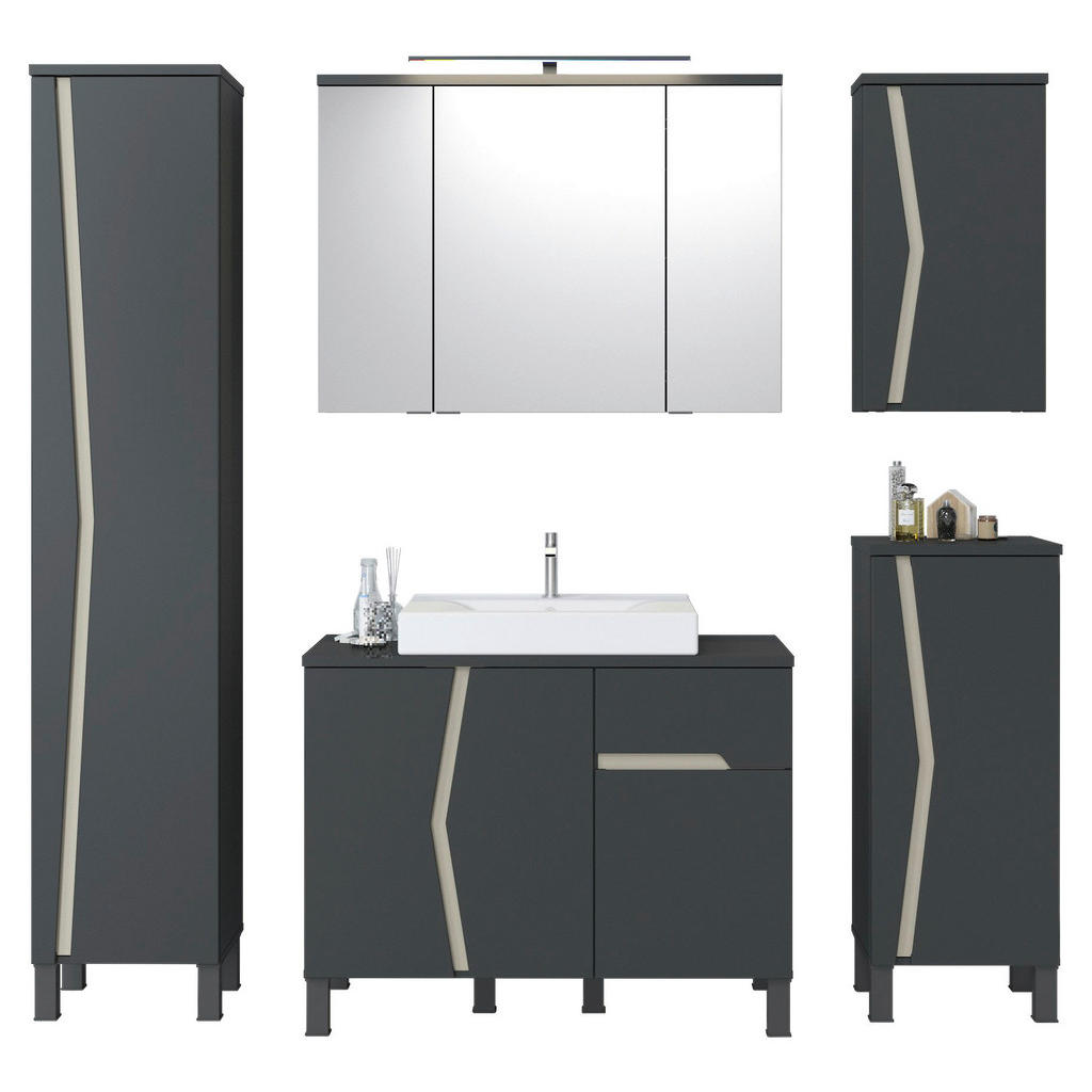 Badezimmer Manhatten Anthrazit, Kieselgrau B: 180cm