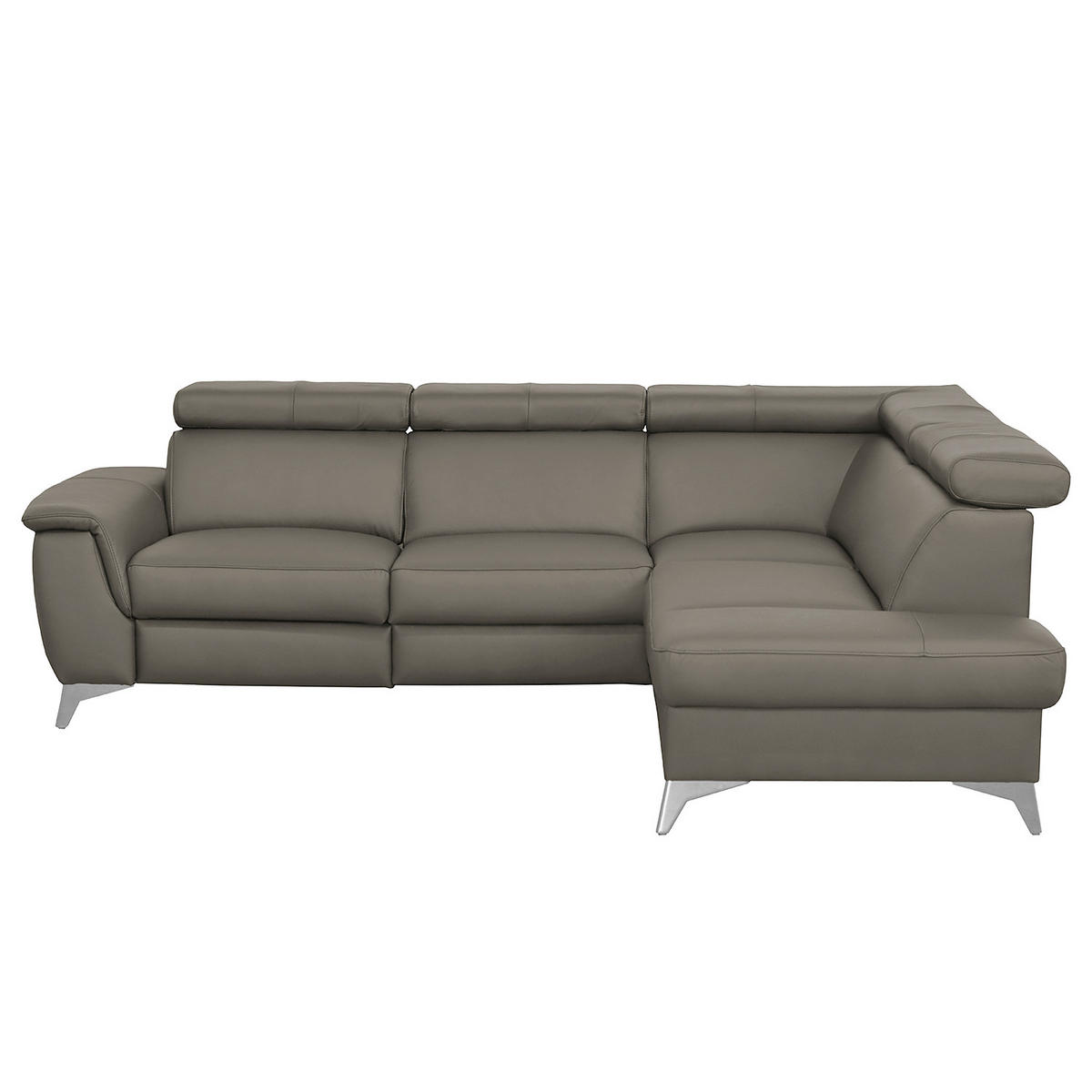 ECKSOFA Schlammfarben Echtleder Lederlook  - Chromfarben/Schlammfarben, Design, Leder/Textil (257/197cm) - Livetastic
