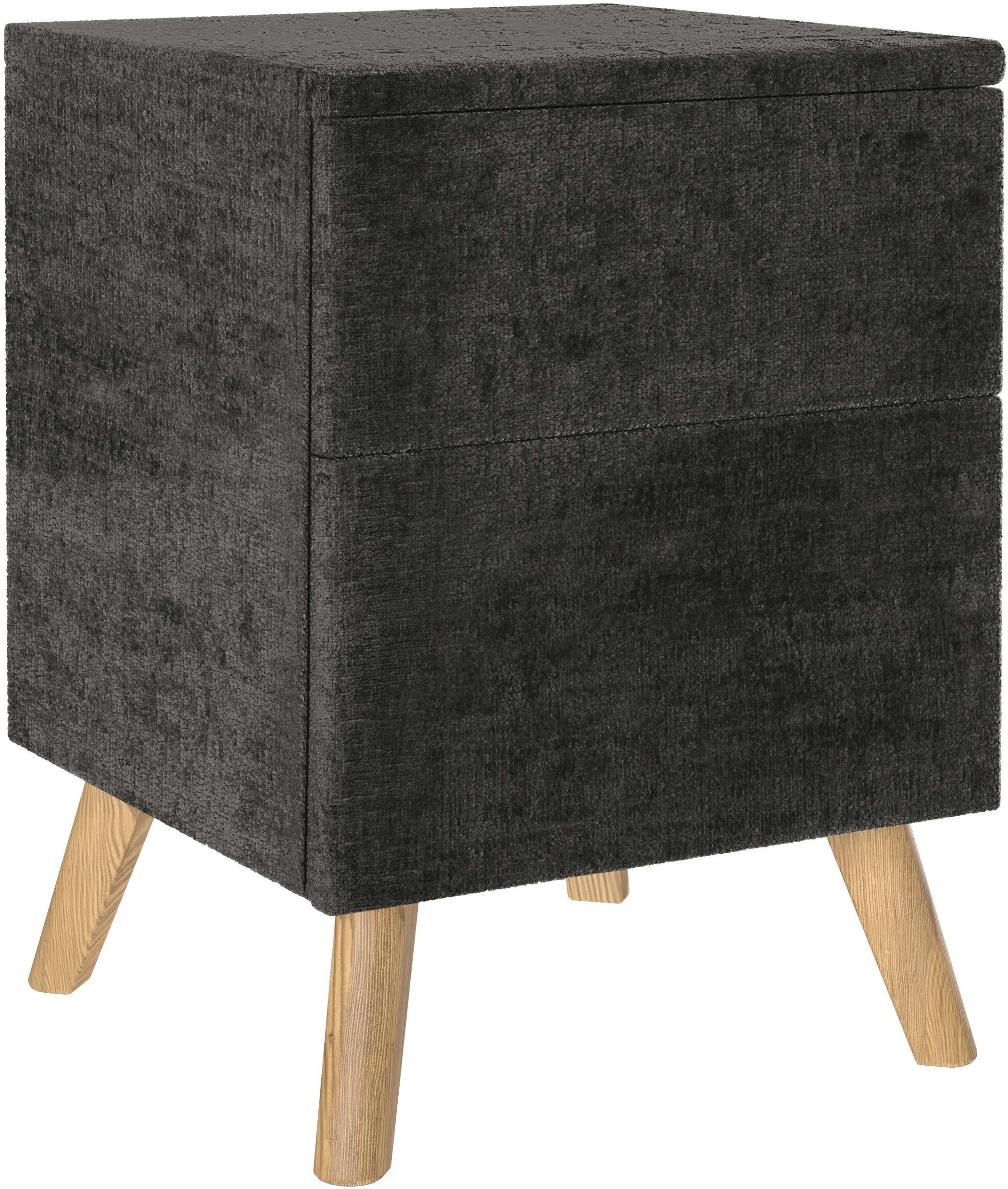 NACHTSCHRANK 40/60/40 cm Eiche vollmassiv  - Eichefarben/Schwarz, Design, Holz/Textil (40/60/40cm) - Esposa