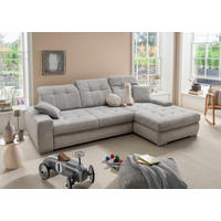 ECKSOFA FRIDO in Chenille Grau  283/186 cm  - Chromfarben/Grau, KONVENTIONELL, Textil/Metall (283/186cm) - Livetastic
