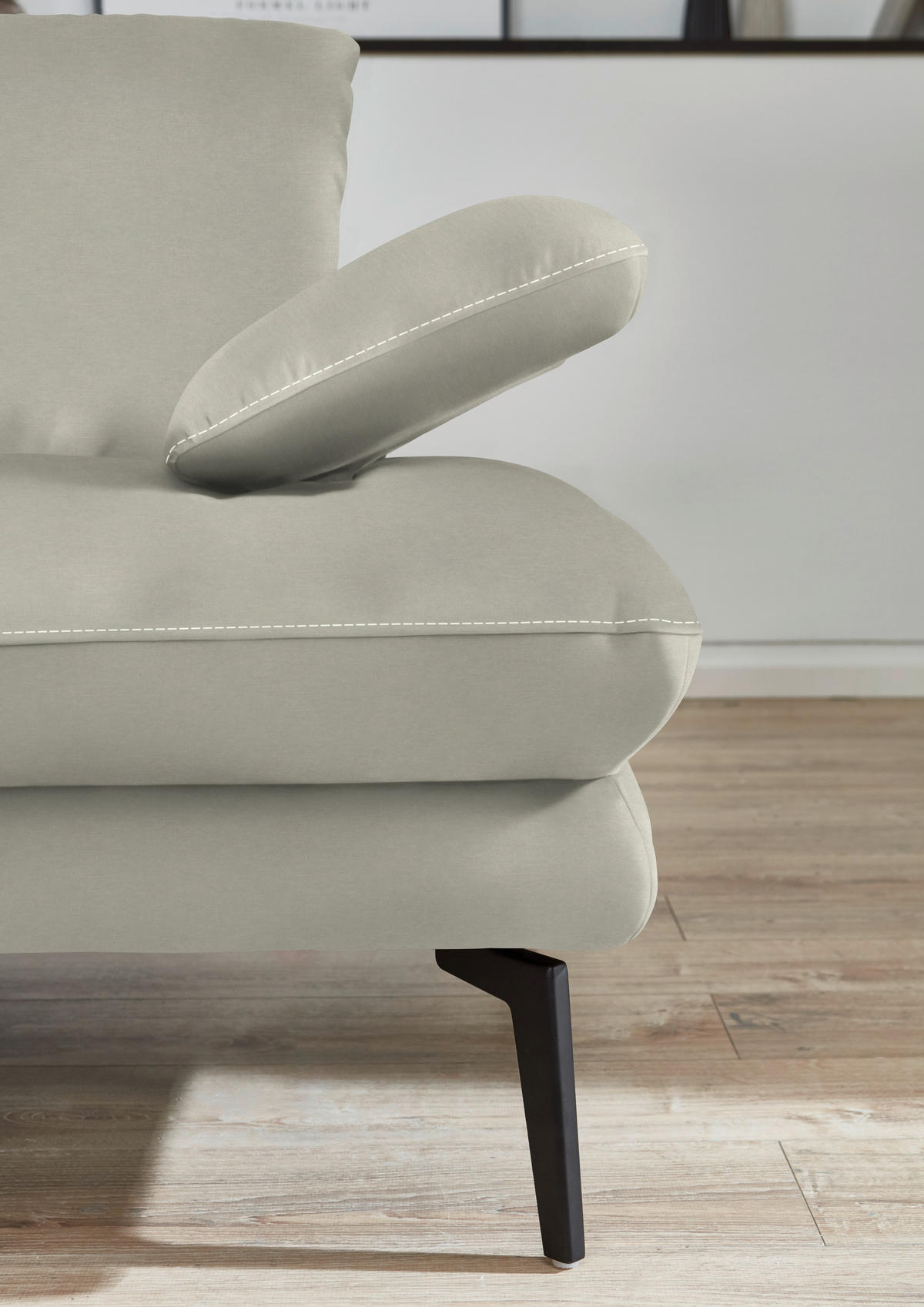 3-SITZER-SOFA in Velours Ecru  - Ecru/Beige, Design, Textil/Metall (222/89/104cm) - Dieter Knoll