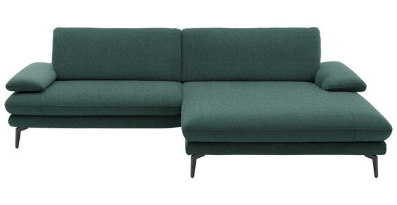 ECKSOFA in Velours Blau, Grün 284/184 cm - Blau/Schwarz, Design, Textil/Metall (284/184cm) - Dieter Knoll