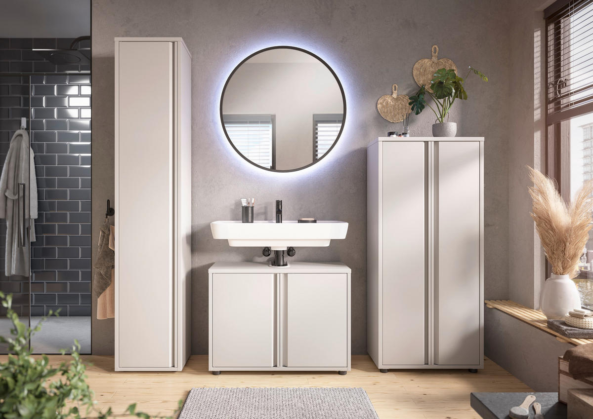 WASCHBECKENUNTERSCHRANK 80/60/33 cm  - Kaschmir/Schwarz, Design, Kunststoff/Metall (80/60/33cm) - home24