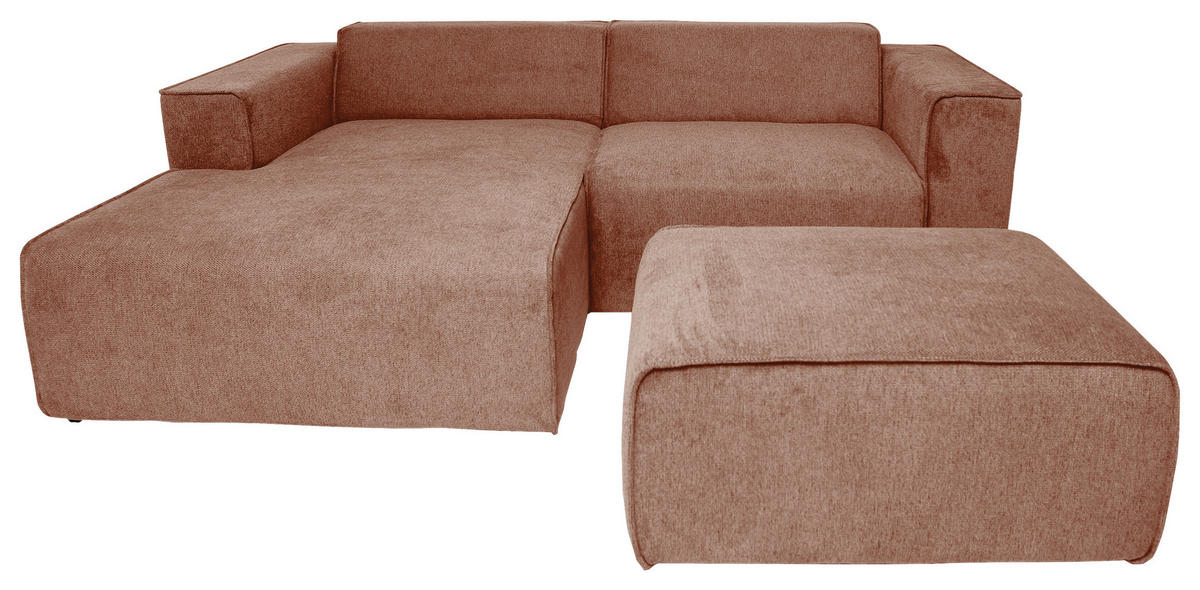 ECKSOFA Rosa Struktur  - Schwarz/Rosa, Design, Kunststoff/Textil (161/234cm) - P & B