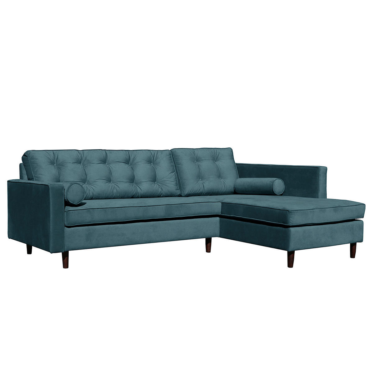 ECKSOFA VANCOUVER Dunkelblau Mikrofaser Zierkissen, Rückenkissen  - Braun/Dunkelblau, Design, Holz/Textil (240/169cm) - P & B