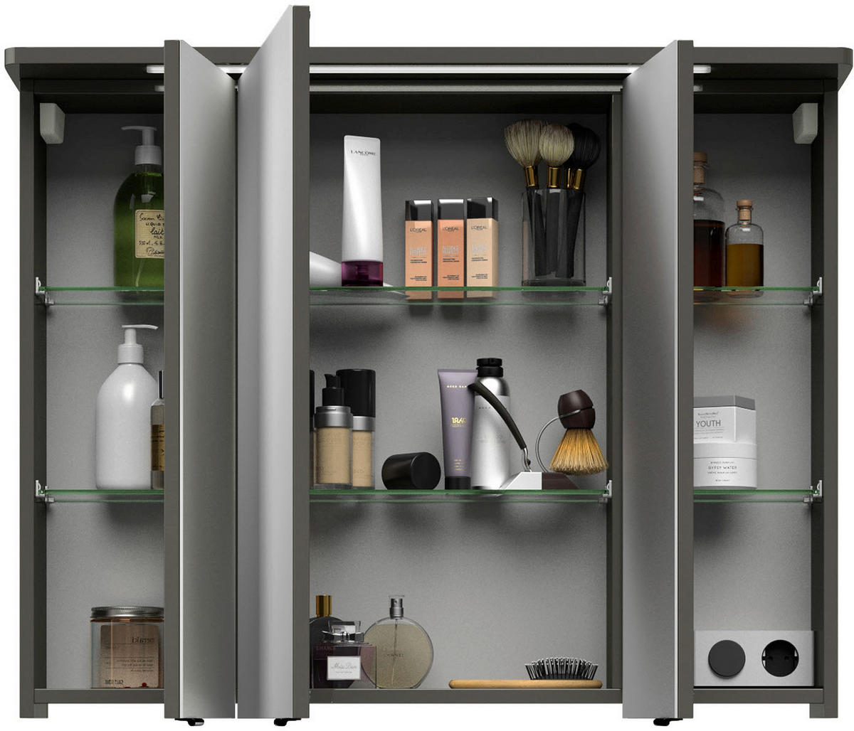 SPIEGELSCHRANK 90/72,2/17 cm  - Grau, Basics, Glas/Holzwerkstoff (90/72,2/17cm) - Xora