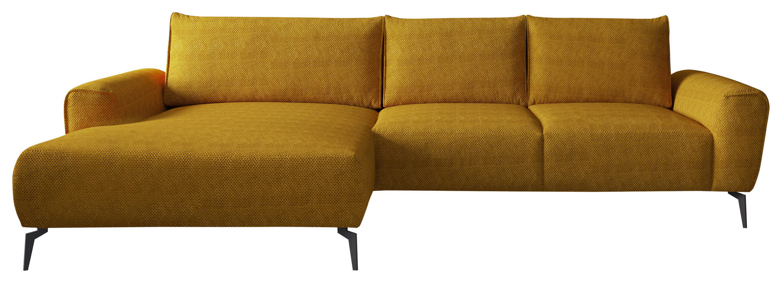 ECKSOFA in Webstoff Gelb  - Gelb/Schwarz, Design, Textil/Metall (170/272cm) - Welnova