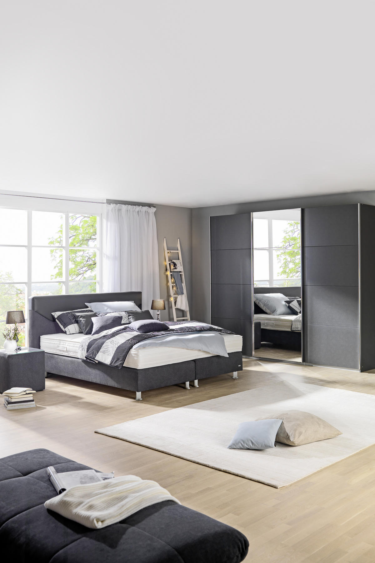  SCHWEBETÜRENSCHRANK 270/230/62 cm 3-türig  - Chromfarben/Dunkelgrau, Design, Glas/Holzwerkstoff (270/230/62cm) - Xora