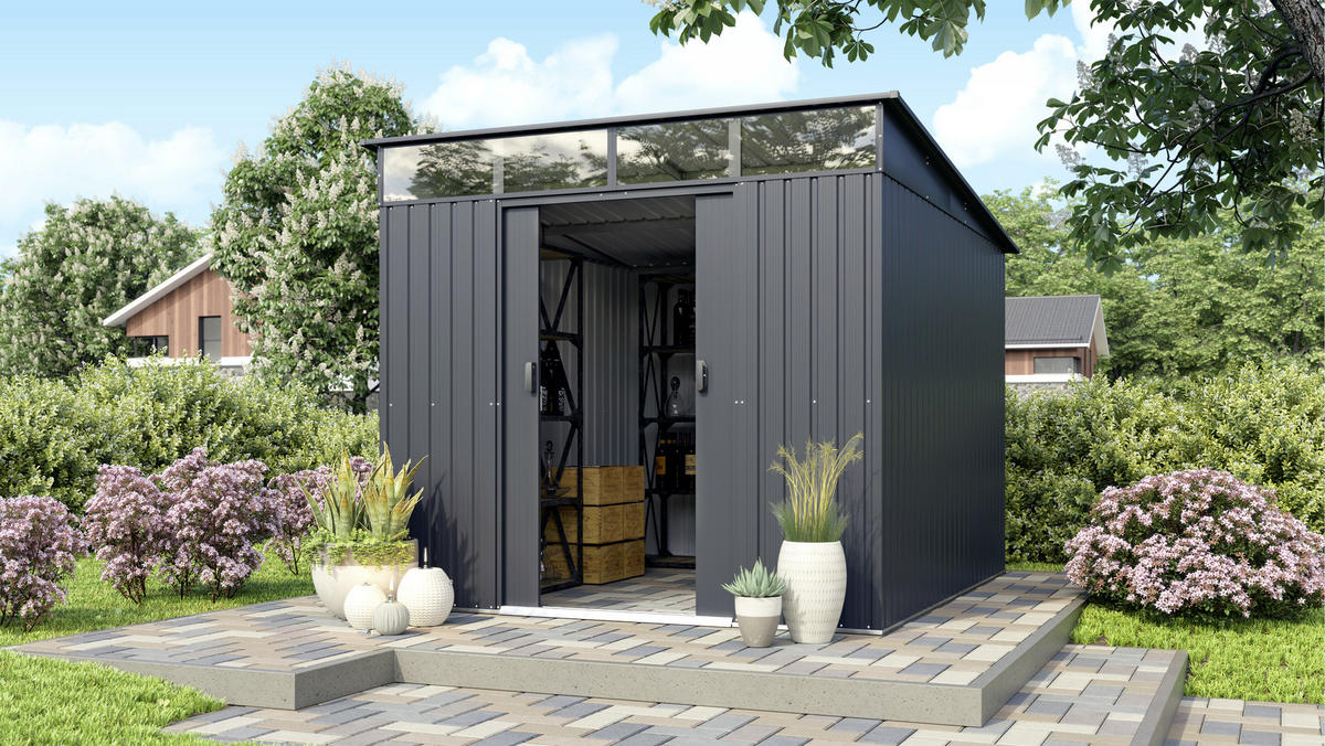 GERÄTEHAUS 238/203/278 cm  - Anthrazit, Basics, Metall (238/203/278cm)