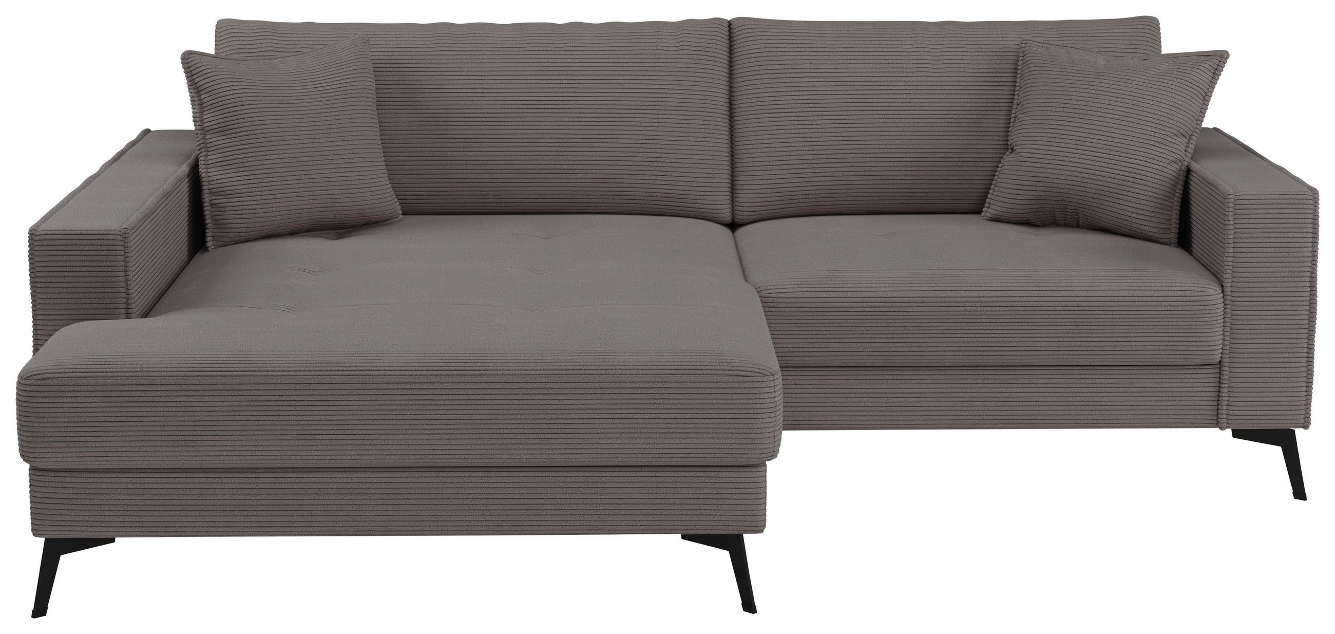 ECKSOFA TED Grau Cord Zierkissen  - Schwarz/Grau, Trend, Textil/Metall (174/228cm) - P & B