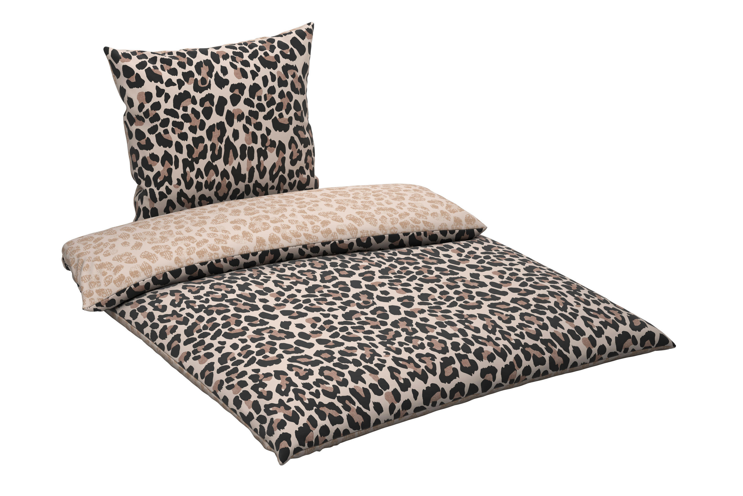 Partnerbettwäsche 4 tlg. Lion Jersey 155/220 cm  - Perlmutt/Braun, Textil (155/220cm) - Novel