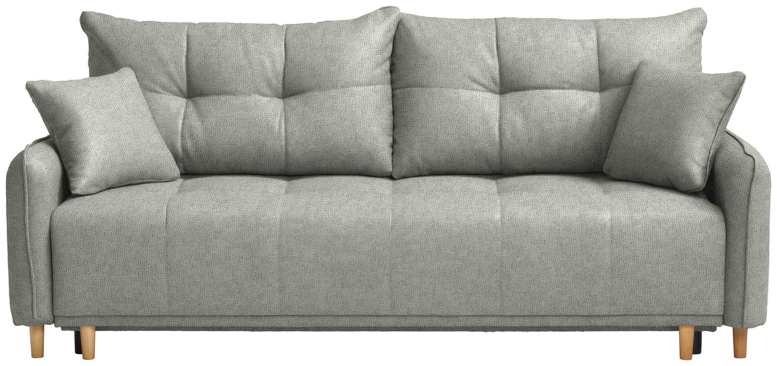 SCHLAFSOFA  in Chenille Grau  - Buchefarben/Grau, Design, Holz/Textil (217/97/101cm) - Carryhome