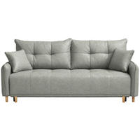SCHLAFSOFA  in Chenille Grau  - Buchefarben/Grau, Design, Holz/Textil (217/97/101cm) - Carryhome