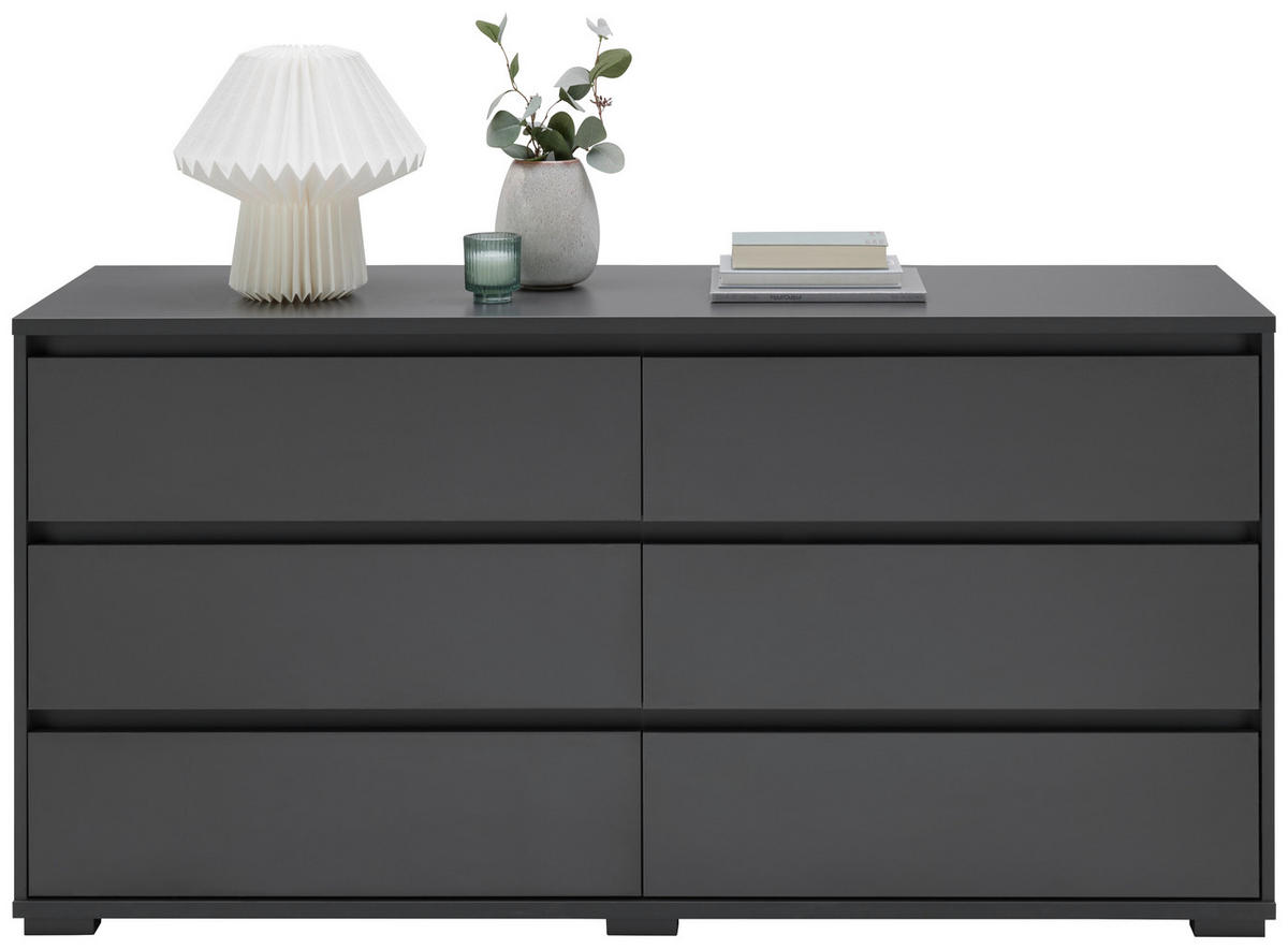 KOMODA, antracit  - antracit, Design, umetna masa/leseni material (160/79/48cm) - Carryhome