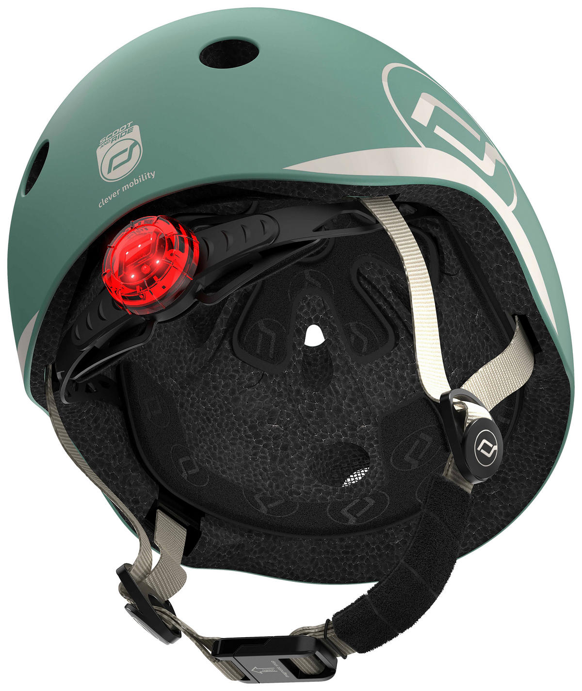 KINDERHELM XXS-S  - Dunkelgrün/Hellgrau, Trend, Kunststoff/Textil (XXS-Snull) - Scoot and Ride