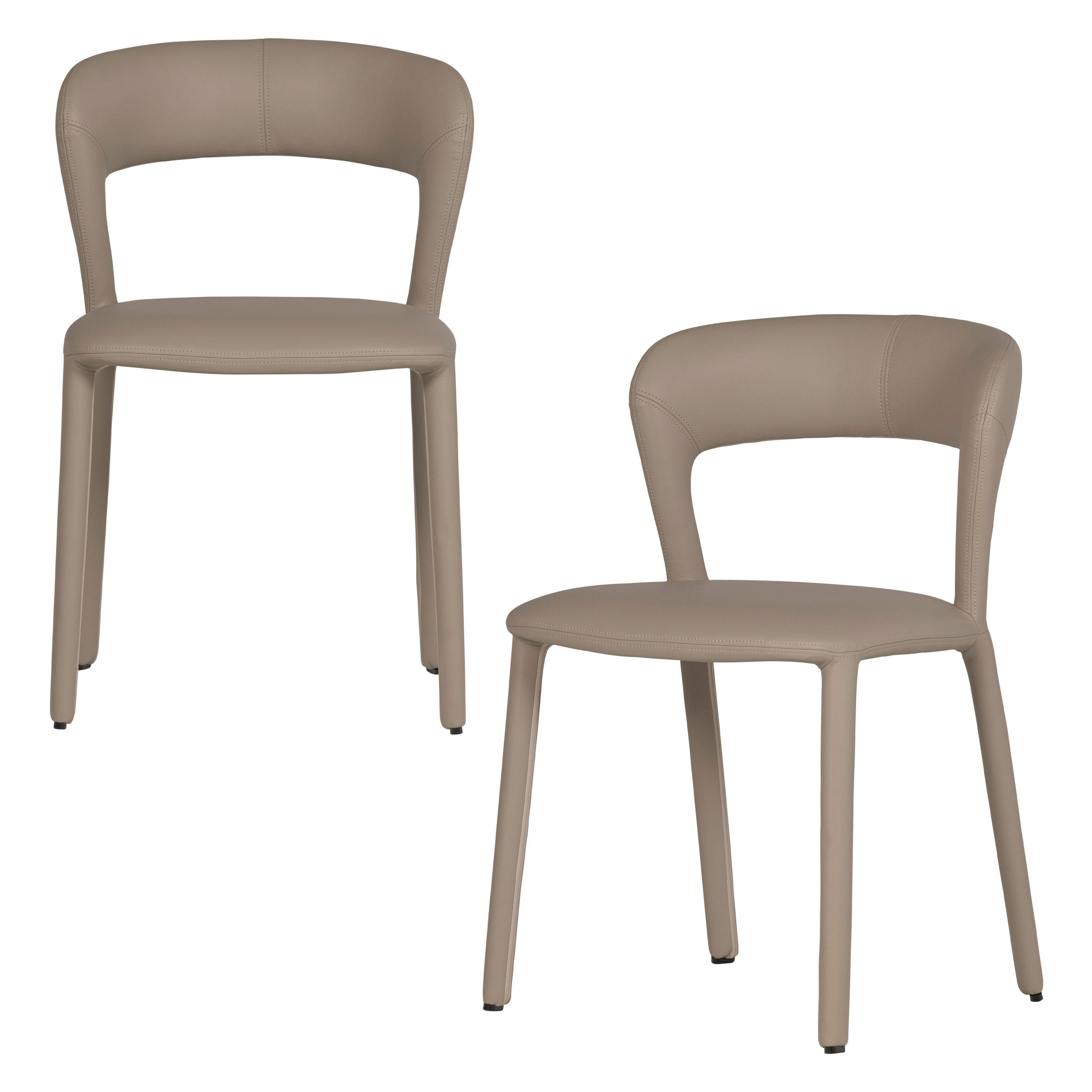 STUHL-SET 2 Stück  in Lederlook  - Sandfarben/Hellbraun, MODERN, Kunststoff/Textil (51cm) - Livetastic