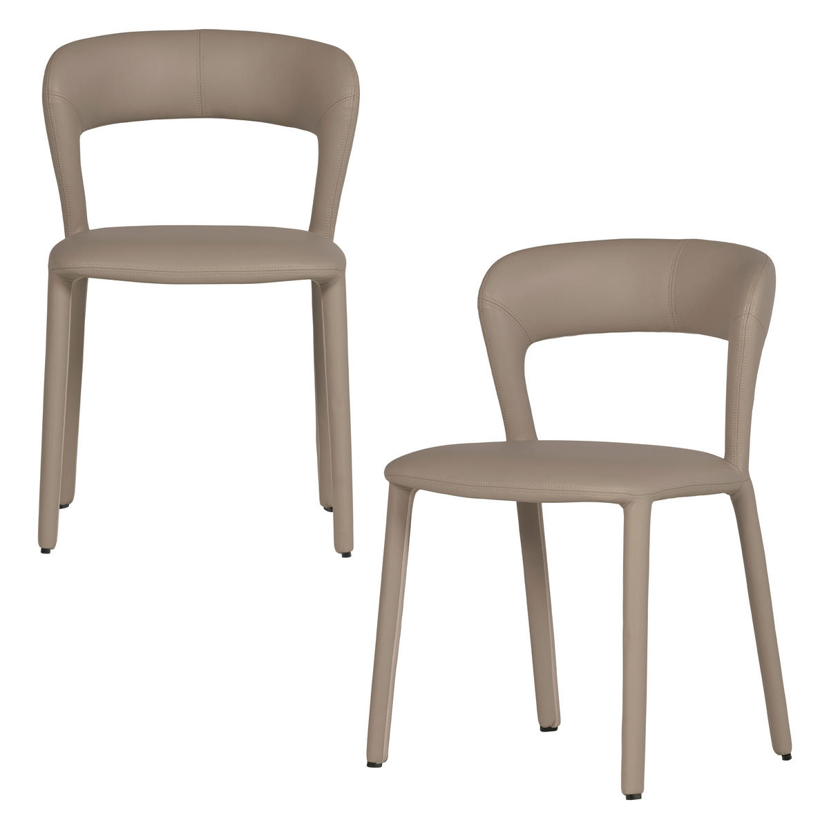 STUHL-SET 2 Stück  in Lederlook  - Sandfarben/Hellbraun, MODERN, Kunststoff/Textil (51cm) - Livetastic