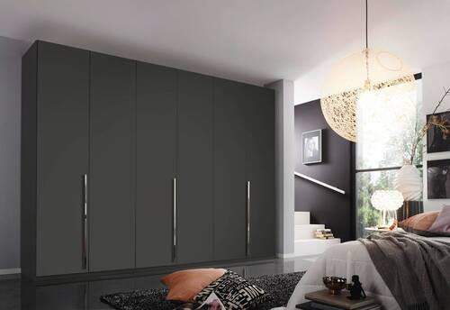 DREHTÜRENSCHRANK 301/223/60 cm 6-türig Graphitfarben  - Chromfarben/Graphitfarben, Design, Holzwerkstoff/Metall (301/223/60cm) - home24