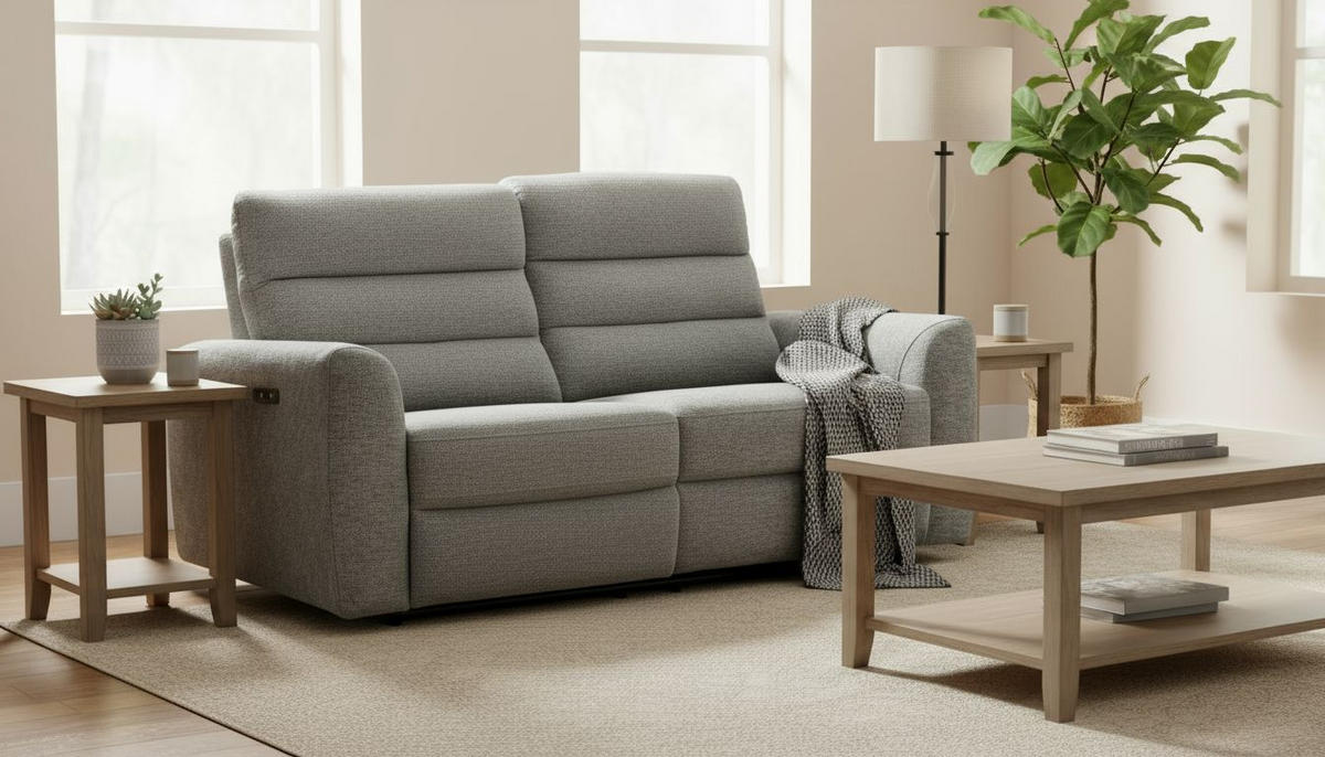 2-SITZER-SOFA Webstoff Hellgrau  - Hellgrau/Schwarz, KONVENTIONELL, Kunststoff/Textil (196/99/92cm) - Livetastic