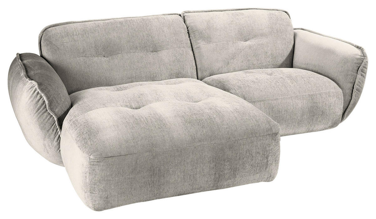 ECKSOFA in Chenille Silberfarben  - Silberfarben/Schwarz, Modern, Kunststoff/Textil (184/269cm) - Trendmanufaktur