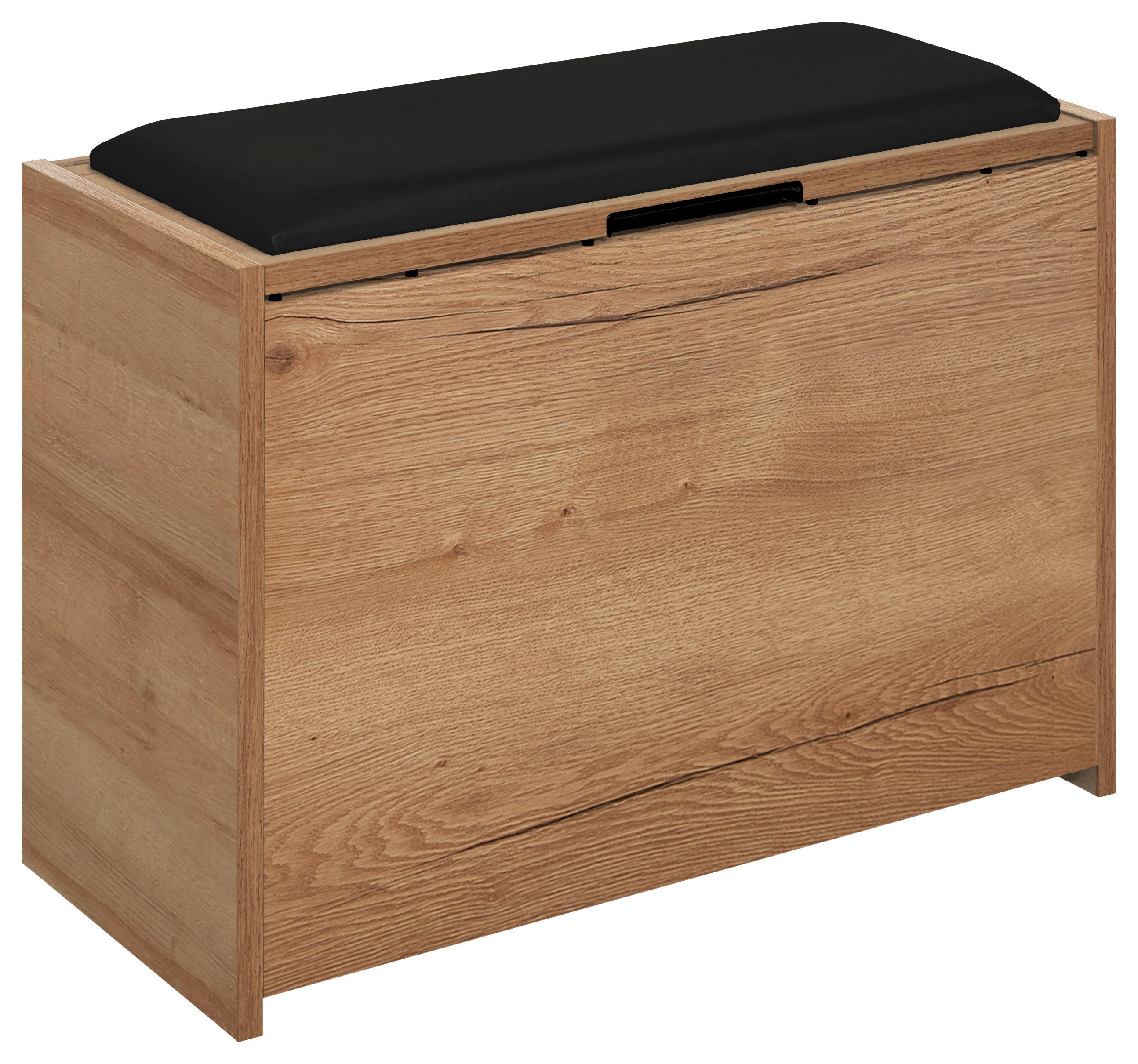 TRUHENBANK in Textil, Holzwerkstoff 64,2/48/40 cm  - Eichefarben/Schwarz, Basics, Holzwerkstoff/Textil (64,2/48/40cm) - Sadena