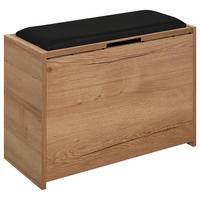 TRUHENBANK 64,2/48/40 cm Lederlook Schwarz, Eichefarben  - Eichefarben/Schwarz, Basics, Textil (64,2/48/40cm) - Sadena