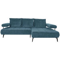 ECKSOFA Blau Webstoff  - Blau/Schwarz, Design, Textil/Metall (266/180cm) - Welnova