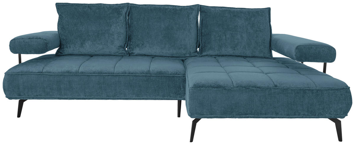 ECKSOFA Blau Webstoff  - Blau/Schwarz, Design, Textil/Metall (266/180cm) - Welnova