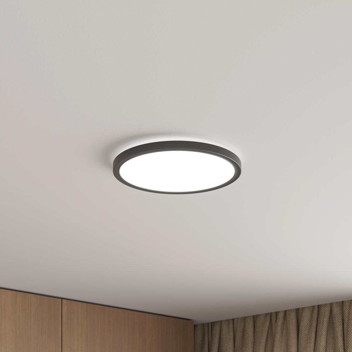 LED-DECKENLEUCHTE Giga 29,3/2,8 cm   - Schwarz, Basics, Kunststoff (29,3/2,8cm) - Novel