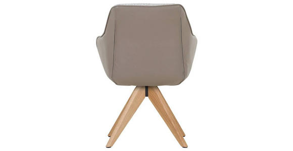 ARMLEHNSTUHL in Chenille, Lederlook - Taupe/Eichefarben, MODERN, Holz/Textil (60/83/65cm) - Novel