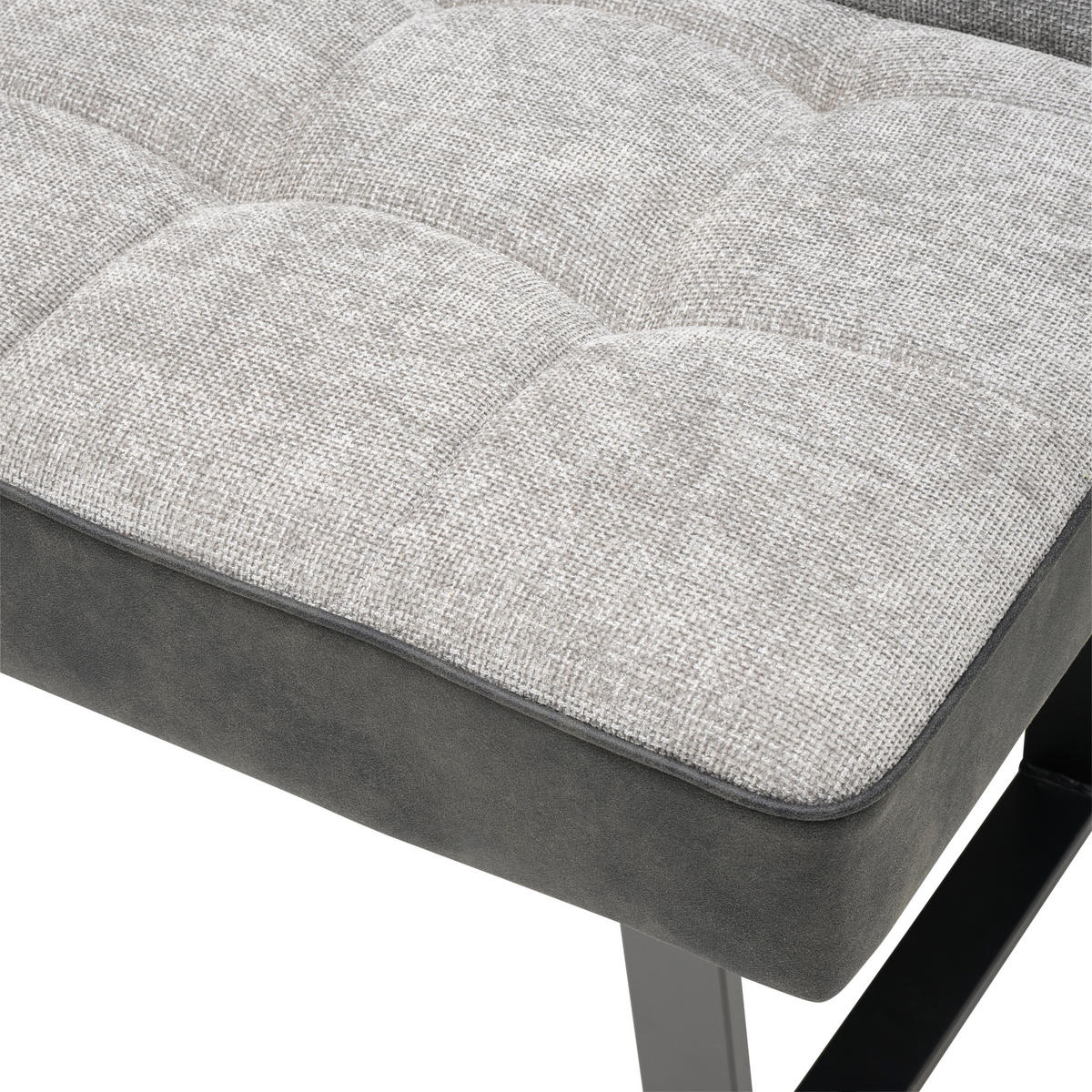 ECKBANK Mikrofaser, Leinenoptik Schwarz, Hellgrau   - Hellgrau/Schwarz, KONVENTIONELL, Textil/Metall (200-160/86/70cm) - MID.YOU