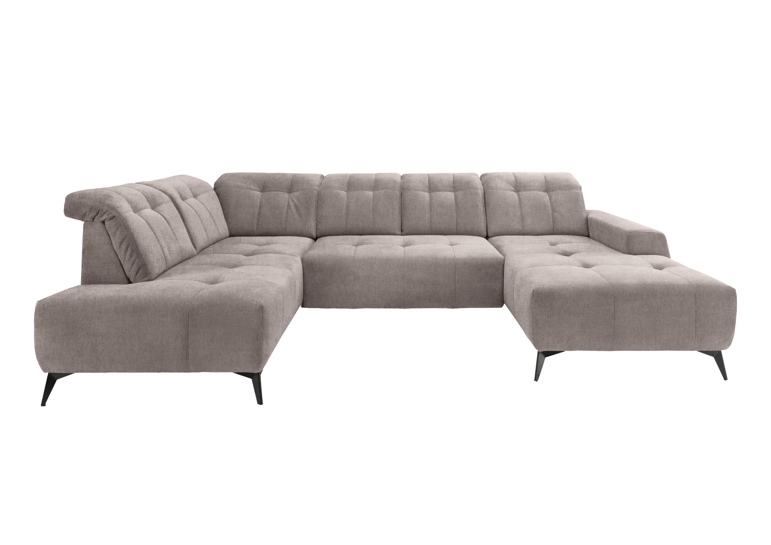 WOHNLANDSCHAFT in Mikrofaser Taupe - Taupe/Schwarz, Modern, Textil/Metall (200/337/180cm) - Livetastic