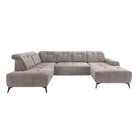 WOHNLANDSCHAFT in Mikrofaser Taupe  - Taupe/Schwarz, Modern, Textil/Metall (200/337/180cm) - Livetastic