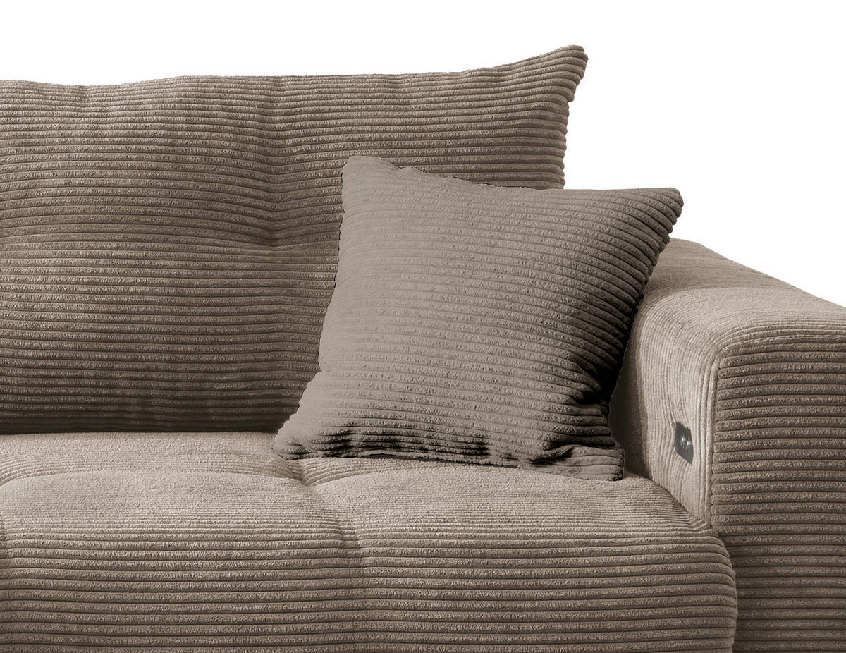 ECKSOFA in Cord Graubraun  - Graubraun/Schwarz, Modern, Holz/Textil (177/246cm) - MID.YOU