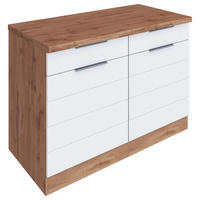 KÜCHENUNTERSCHRANK 120/86/60 cm  in Weiß, Eiche Wotan  - Eiche Wotan/Weiß, Design, Holzwerkstoff/Metall (120/86/60cm) - Held