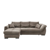 ECKSOFA 188/302 cm  in Cord Graubraun Zierkissen, Rückenkissen, Nierenkissen, Bettkasten  188/302 cm  - Graubraun/Schwarz, MODERN, Textil/Metall (188/302cm) - MID.YOU