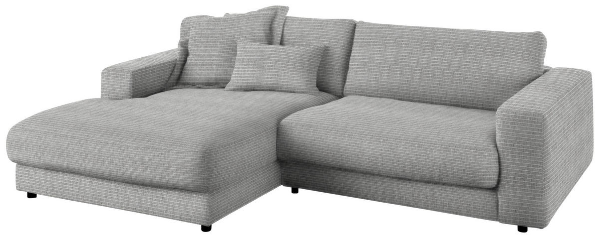 ECKSOFA in Chenille Grau  - Schwarz/Grau, Design, Kunststoff/Textil (190/270cm) - Lomoco