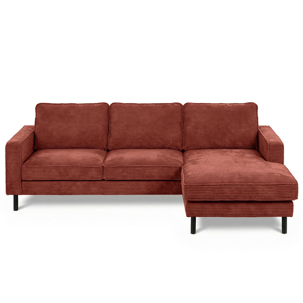 ECKSOFA  in Cord Rot Rücken echt  238/166 cm  - Rot/Schwarz, Design, Textil/Metall (238/166cm) - Livetastic