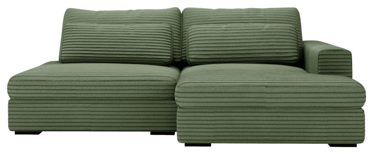 ECKSOFA in Cord Grün  - Schwarz/Grün, Design, Kunststoff/Textil (223/158cm) - Lomoco