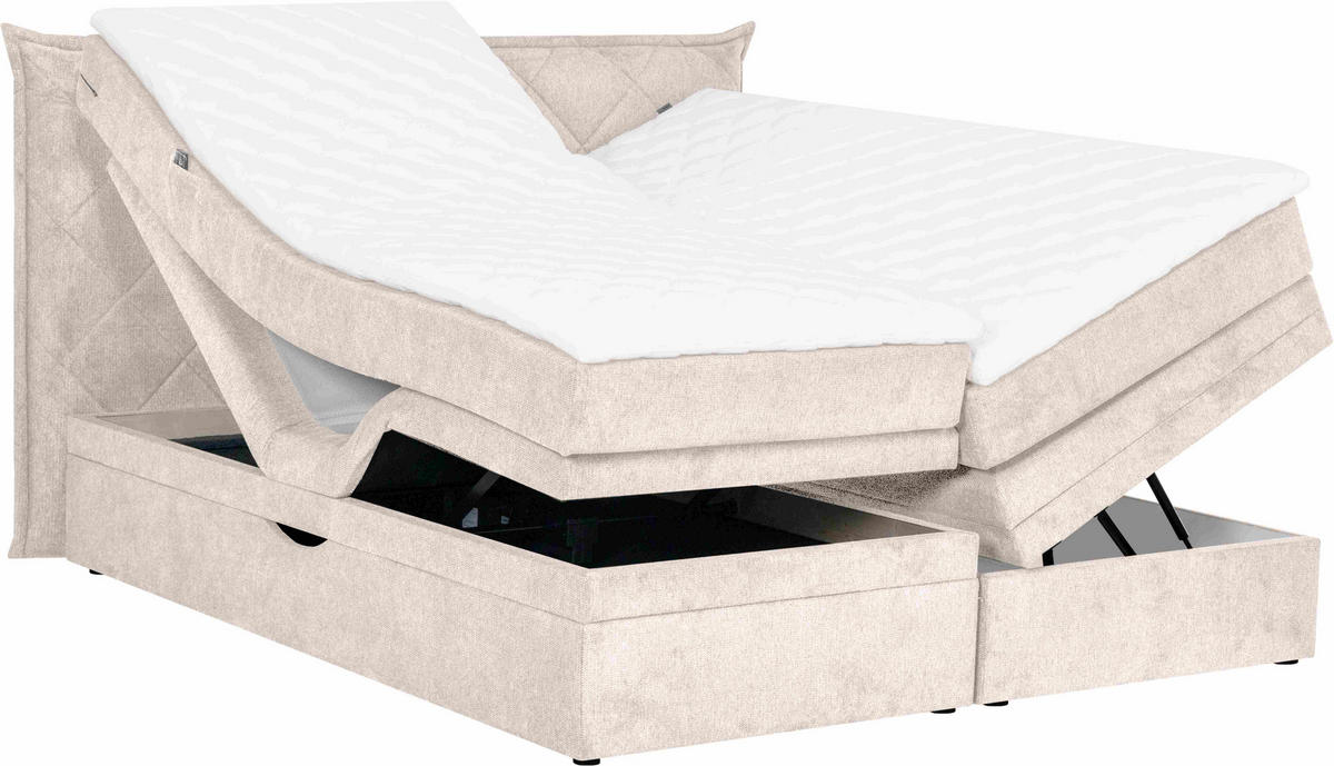 BOXSPRINGBETT 180/200 cm  in Beige  - Beige/Schwarz, Konventionell, Holz/Textil (180/200cm) - Welnova