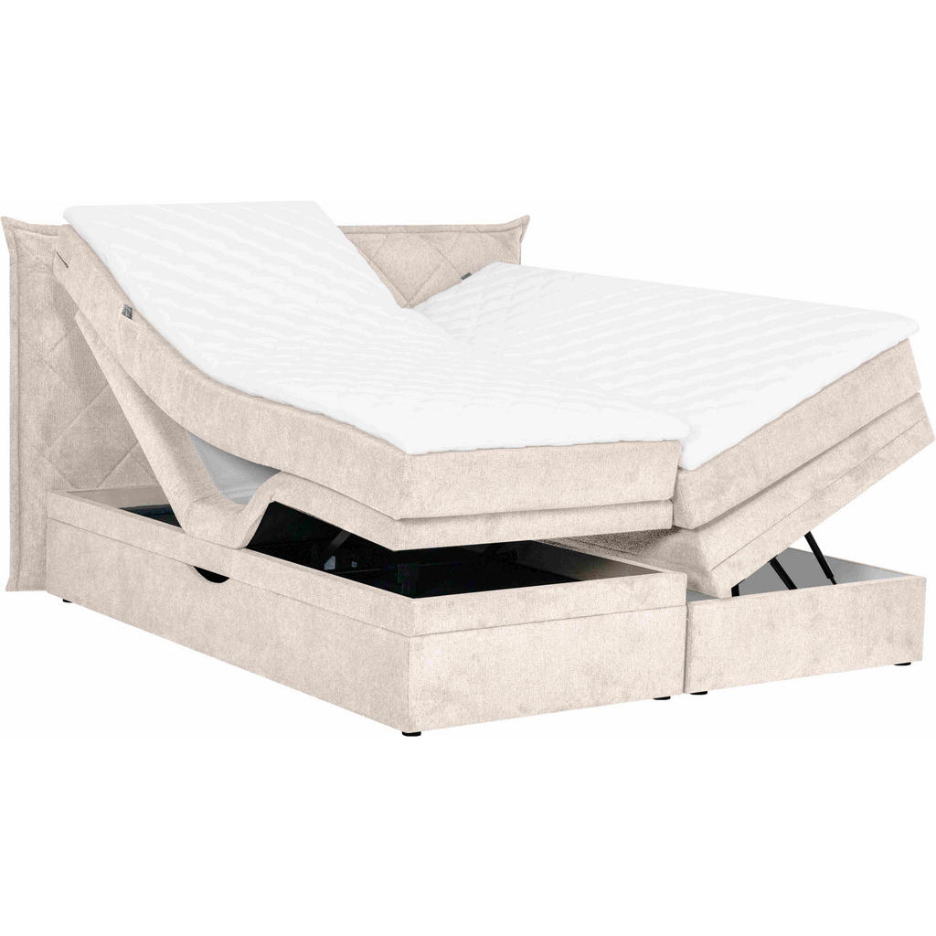Thumbnail - Welnova Boxspringbett, Beige, Textil, H3 + H4, 7-Zonen, Höhe ca. 17 cm, 160x200 cm, gepolstertes Kopfteil, in verschiede...