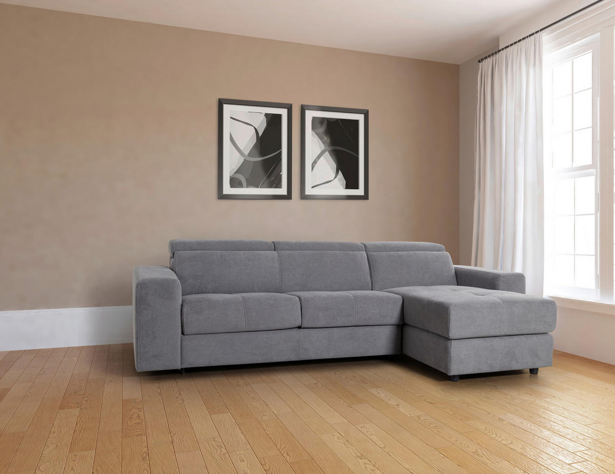 SAROKKANAPÉ textil szürke  - fekete/szürke, Modern, műanyag/textil (273/160cm) - Hom`in