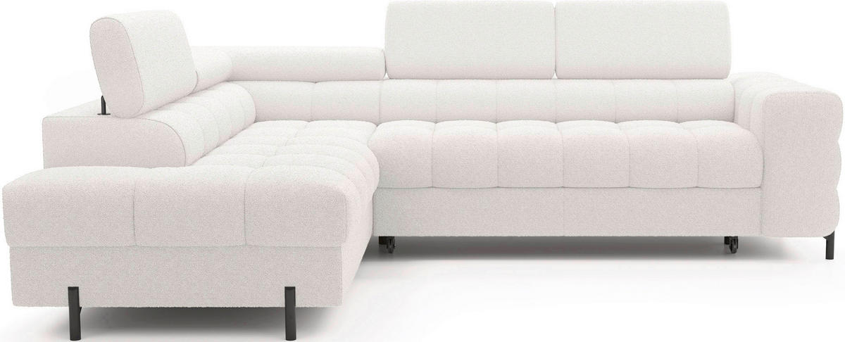 ECKSOFA Weiß Plüsch  - Schwarz/Weiß, Design, Textil/Metall (200/276cm) - MID.YOU