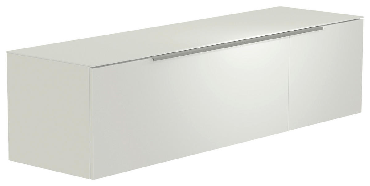 LOWBOARD  in 160/41/45 cm  - Alufarben/Weiß, Design, Glas/Holzwerkstoff (160/41/45cm) - Moderano