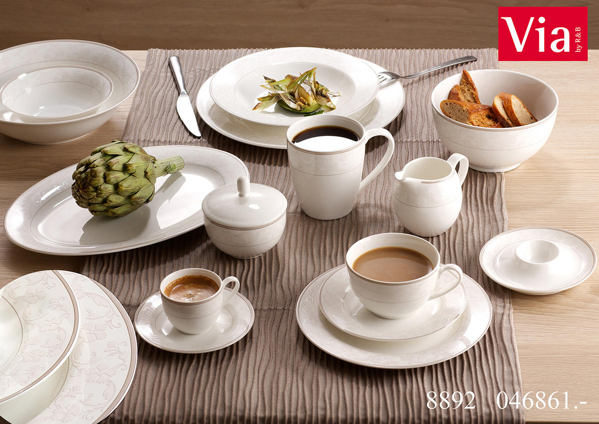 JÍDELNÍ SOUPRAVA, 12dílné, porcelán (fine china) - béžová, Konvenční, keramika - Ritzenhoff Breker