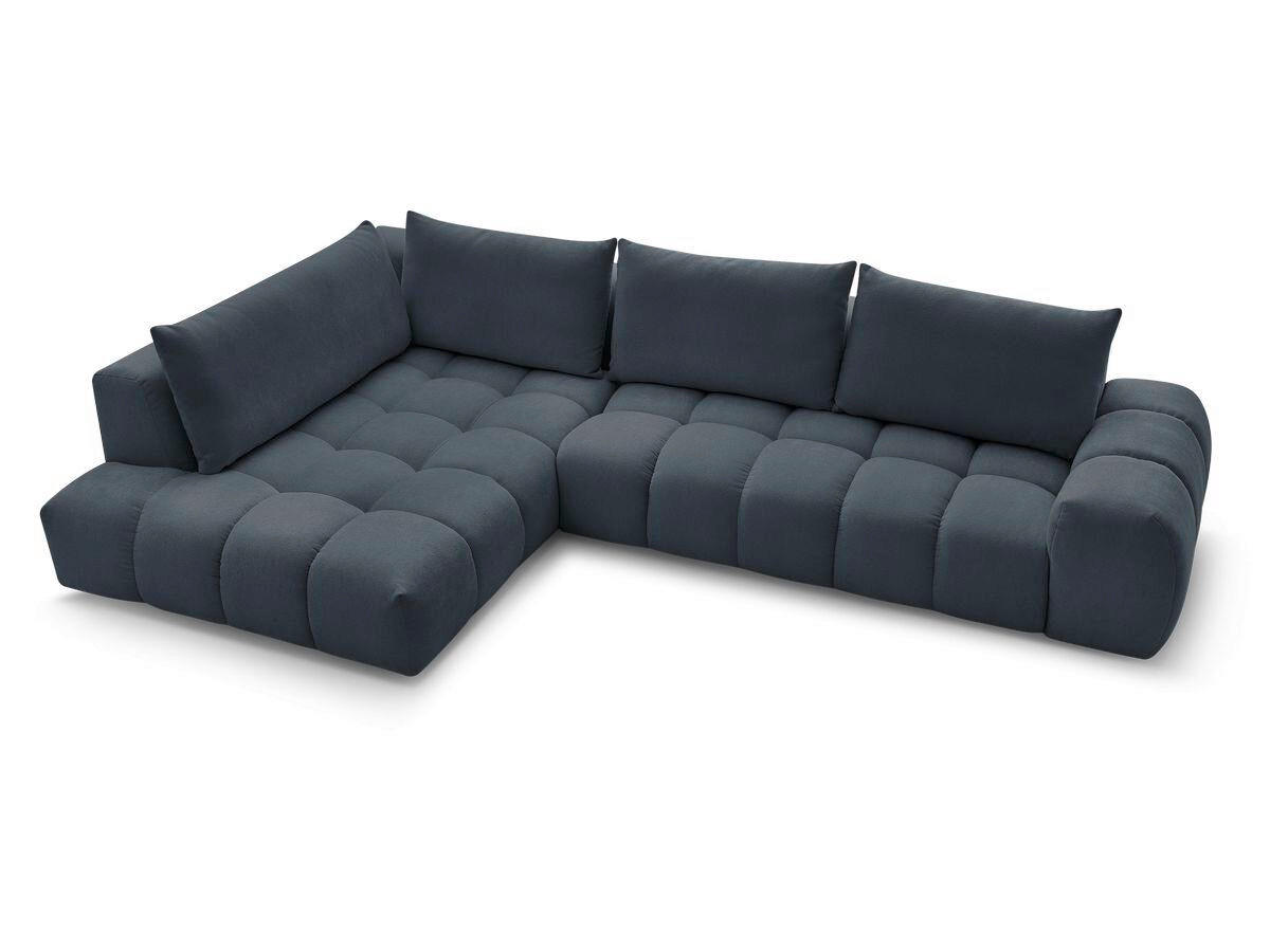ECKSOFA Ottomane links  EVEREST Dunkelblau Struktur  - Schwarz/Dunkelblau, MODERN, Kunststoff/Textil (210/352cm) - Livetastic