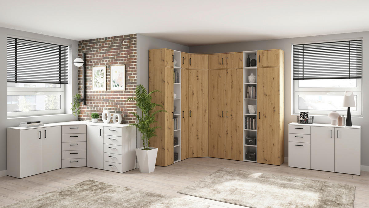 MEHRZWECKSCHRANK 80/195/40 cm  in Weiß  - Anthrazit/Schwarz, MODERN, Holzwerkstoff/Kunststoff (80/195/40cm) - Carryhome